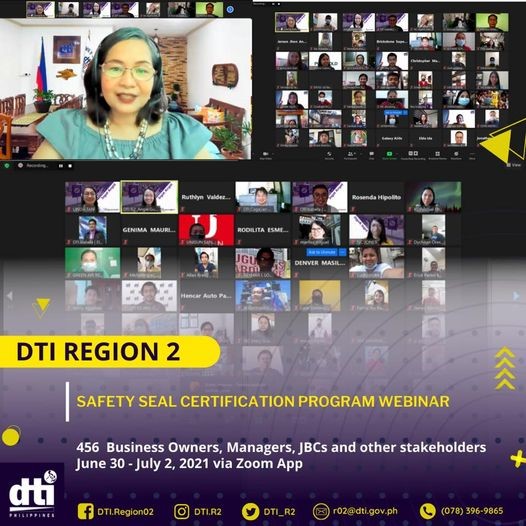 Poster for DTI Region 2's Safety Seal Certification Program Webinar